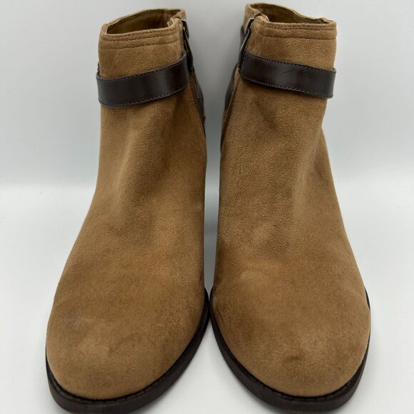 Liz Claiborne Flex Form Womens 11M  Brown Faux Suede Ankle Boots Western Buckle - Picture 3 of 11
